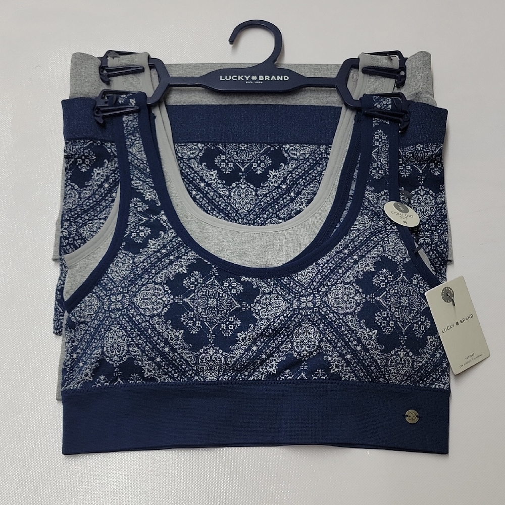 Lucky Brand Navy and Gray Tank Tops With Maching Bottoms